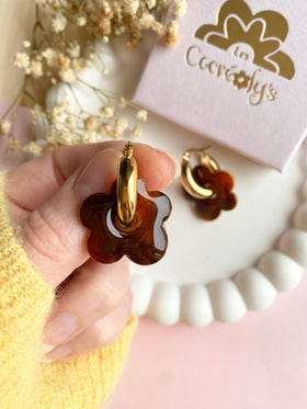 Pampilles FLORALIE tortoise - boucles d’oreilles interchangeables