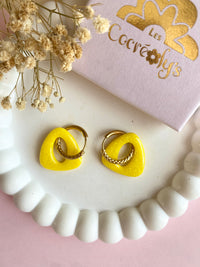 Pampilles AMBRE jaune ou abricot PAILLETÉES - boucles d’oreilles interchangeables