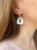 Pampilles AMBRE blanche fleuri rose ou uni framboise - boucles d’oreilles interchangeables