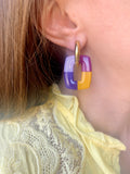 Pampilles ÉZIA couleurs cassis,violine, lilas et tournesol - boucles d’oreilles interchangeables