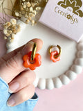 Pampilles MARIETTE translucide mandarine - boucles d’oreilles interchangeables