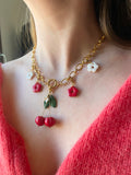 Collier MAUDE cerise - charm's interchangeables