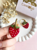Pampilles fraise rouge à points blancs SERENA - boucles d’oreilles interchangeable