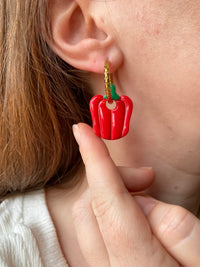 Pampilles SERENA poivron couleur corail, jaune ou rouge - boucles d’oreilles interchangeables