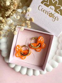 Pampilles papillons OPHÉLIA litchi ou mandarine - boucles d’oreilles interchangeablesa