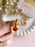 Pampilles MAËLLE petite bouée rose fluo ou orange fluo - boucles d’oreilles interchangeables