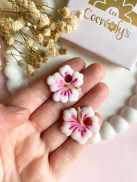 Pampilles PAULA hibiscus rose tropical ou blanc - boucles d’oreilles interchangeables