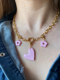Collier Coeur Rose