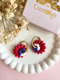 Pampilles APPOLINE rouge cerise + FLORETTE bleu blanc - boucles d’oreilles interchangeables