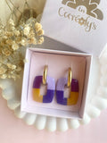 Pampilles ÉZIA couleurs cassis,violine, lilas et tournesol - boucles d’oreilles interchangeables