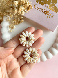 Pampilles APPOLINE blanche éclats doré ou argenté - boucles d’oreilles interchangeables