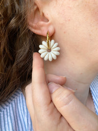 Pampilles APPOLINE blanc nacré ou bleu lagon nacré - boucles d’oreilles interchangeables