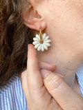 Pampilles APPOLINE blanc nacré ou bleu lagon nacré - boucles d’oreilles interchangeables