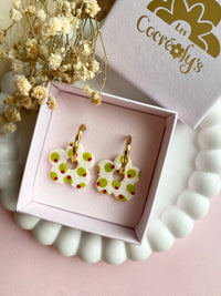Pampilles FLORALIE réversibles écru olives - boucles d’oreilles interchangeables