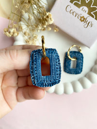 Pampilles ÉZIA effet Denim bleu foncé - boucles d’oreilles interchangeables
