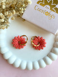 Pampilles BAHLIA pêche ou corail - boucles d’oreilles interchangeables