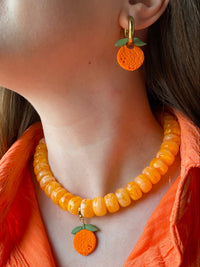 Pampilles orange SERENA réversibles - boucles d’oreilles interchangeables
