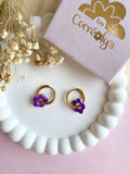 Pampilles FLORETTE métallisées, réversibles - boucles d’oreilles interchangeables