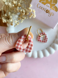 Pampilles AMBRE réversibles vichy rouge - boucles d’oreilles interchangeables
