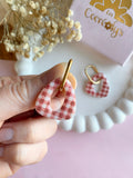 Pampilles AMBRE réversibles vichy rouge - boucles d’oreilles interchangeables