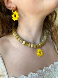 Pampilles GABRIEL petit soleil jaune- boucles d’oreilles interchangeables