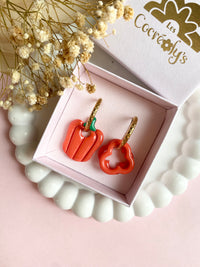 Pampilles SERENA poivron couleur corail, jaune ou rouge - boucles d’oreilles interchangeables