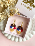 Pampilles SÉLIA petite glace bleu blanc rouge - boucles d’oreilles interchangeables