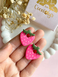 Pampilles fraise rose fluo SERENA - boucles d’oreilles interchangeable