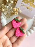 Pampilles fraise rose fluo SERENA - boucles d’oreilles interchangeable