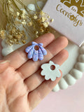 Pampilles JEANINE marbré couleurs lavande, lilas, blanc nacré réversibles - boucles d’oreilles interchangeables