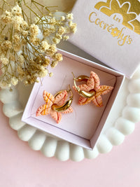 Pampilles DAPHNÉ étoile de mer réversibles couleur pêche et pointe de corail et terracotta nacré - boucles d’oreilles interchangeables