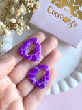 Pampilles AMBRE effet quartz rose ou quartz violet - boucles d’oreilles interchangeables