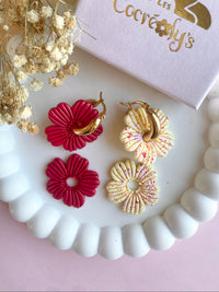 Pampilles ODINA rouge cerise ou vanille éclats rouge rose - boucles d’oreilles interchangeables