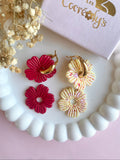 Pampilles ODINA rouge cerise ou vanille éclats rouge rose - boucles d’oreilles interchangeables