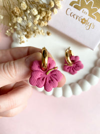 Pampilles PAULA hibiscus rose tropical ou blanc - boucles d’oreilles interchangeables