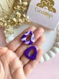 Pampilles AMBRE réversibles cassis motifs couleur lilas - boucles d’oreilles interchangeables
