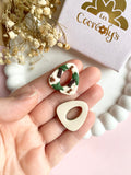 Pampilles AMBRE beige effet sable motifs palmiers cocos - boucles d’oreilles interchangeables