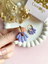 Pampilles JEANINE marbré couleurs lavande, lilas, blanc nacré réversibles - boucles d’oreilles interchangeables