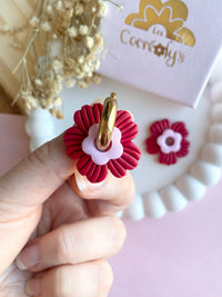 Pampilles FLORETTE rouge cerise ou rose doux - boucles d’oreilles interchangeables