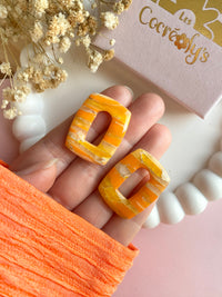 Pampilles ÉZIA marbré orangé, doré - boucles d’oreilles interchangeables