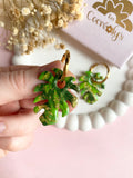 Pampilles SIA feuille de monstera effet marbré ou effet gouttelettes - boucles d’oreilles interchangeables