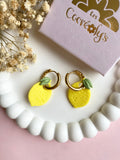 Pampilles citron SERENA réversibles - boucles d’oreilles interchangeables