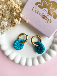 Pampilles MAÉ bleu lagon nacré - boucles d’oreilles interchangeables