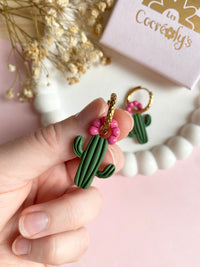 Pampilles ORIANA petit cactus simple ou avec fleur - boucles d’oreilles interchangeables