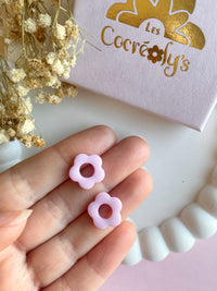 Pampilles FLORETTE rouge cerise ou rose doux - boucles d’oreilles interchangeables