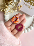 Pampilles AMBRE réversibles fruits rouges motifs spirales - boucles d’oreilles interchangeables