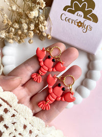 Pampilles SÉB petit homard anneau, couleur corail - boucles d’oreilles interchangeables