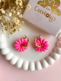 Pampilles APPOLINE rose fluo ou vert fluo - boucles d’oreilles interchangeables