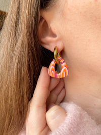 Pampilles AMBRE réversibles fruits rouges motifs spirales - boucles d’oreilles interchangeables