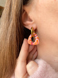 Pampilles AMBRE réversibles fruits rouges motifs spirales - boucles d’oreilles interchangeables